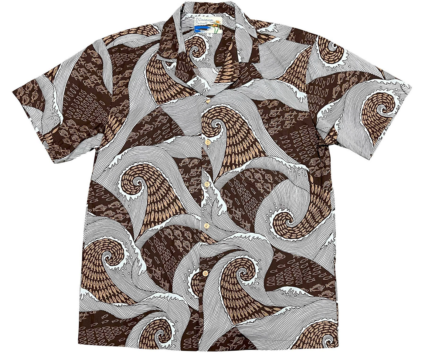 Waves Brown Hawaiian Shirt