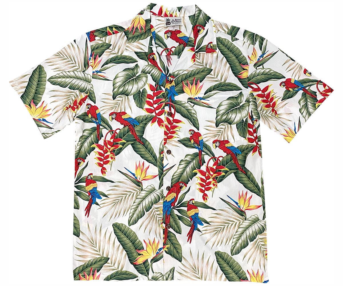 Jungle Macaws White Hawaiian Shirt – AlohaFunWear.com