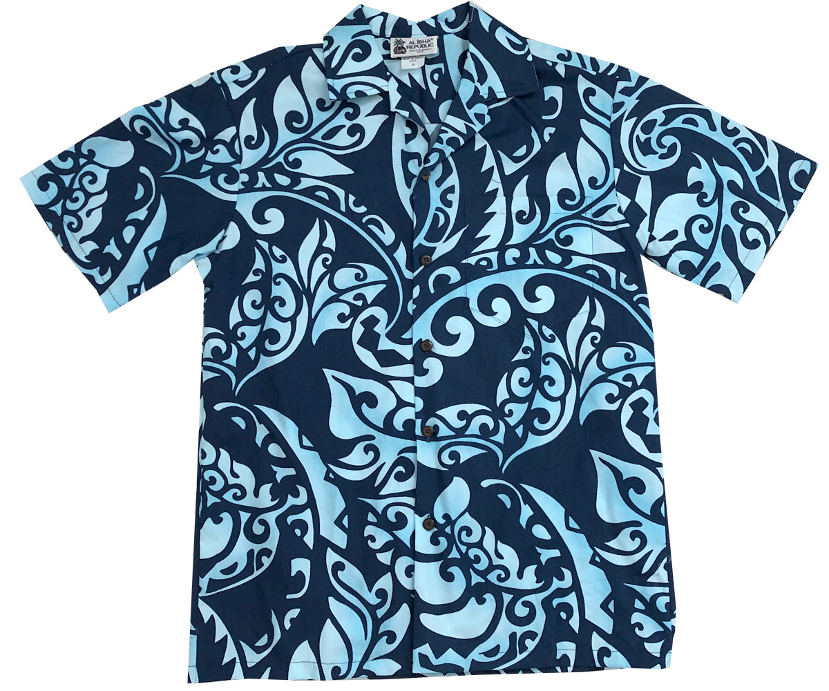 Island Defender Navy Hawaiian Shirt