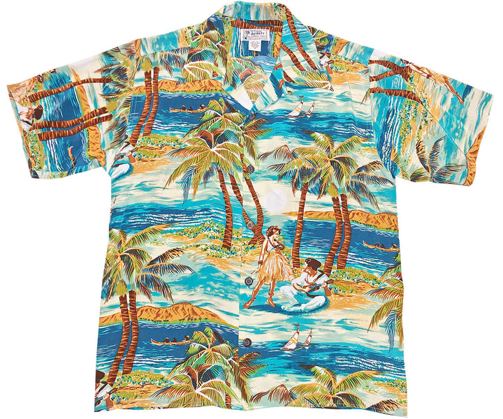 Retro Hula Teal Hawaiian Shirt