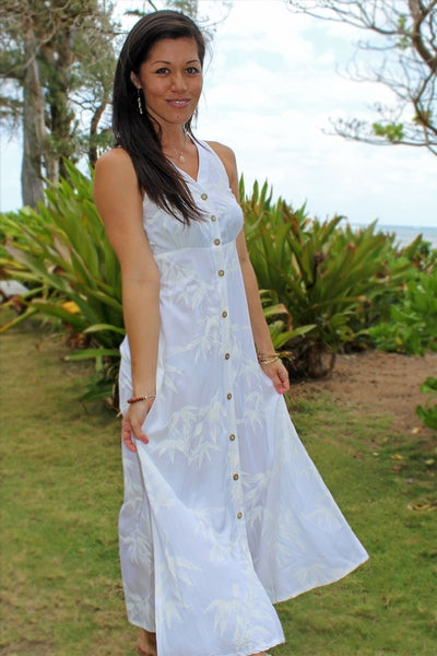 Bamboo Garden White Button Front Tank Dress