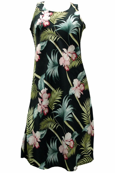 Bamboo Orchid Black Tank Dress – AlohaFunWear.com