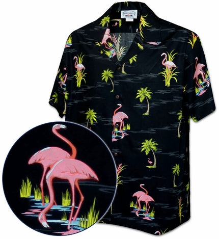 Ferocious Flamingo Black Hawaiian Shirt