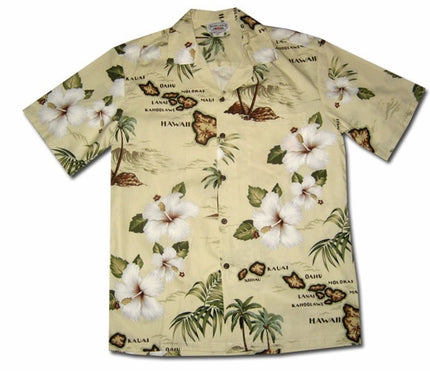 Hawaiian Islands Khaki Hawaiian Shirt