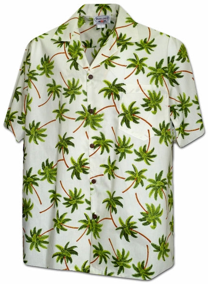 Hurricane Palms Ivory Hawaiian Shirt