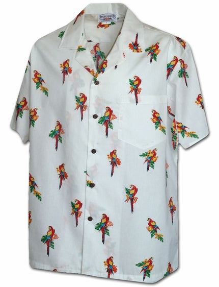 Mini Macaws White Hawaiian Shirt