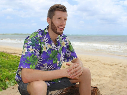 Mr Monstera Purple Hawaiian Shirt