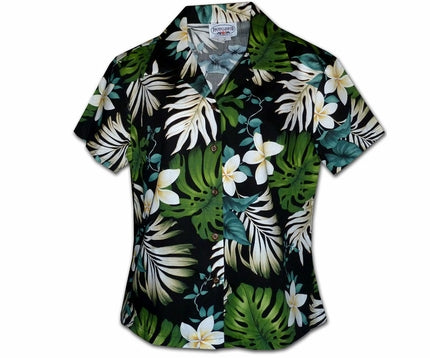 White Flower Red Fitted Women's Hawaiian Shirt