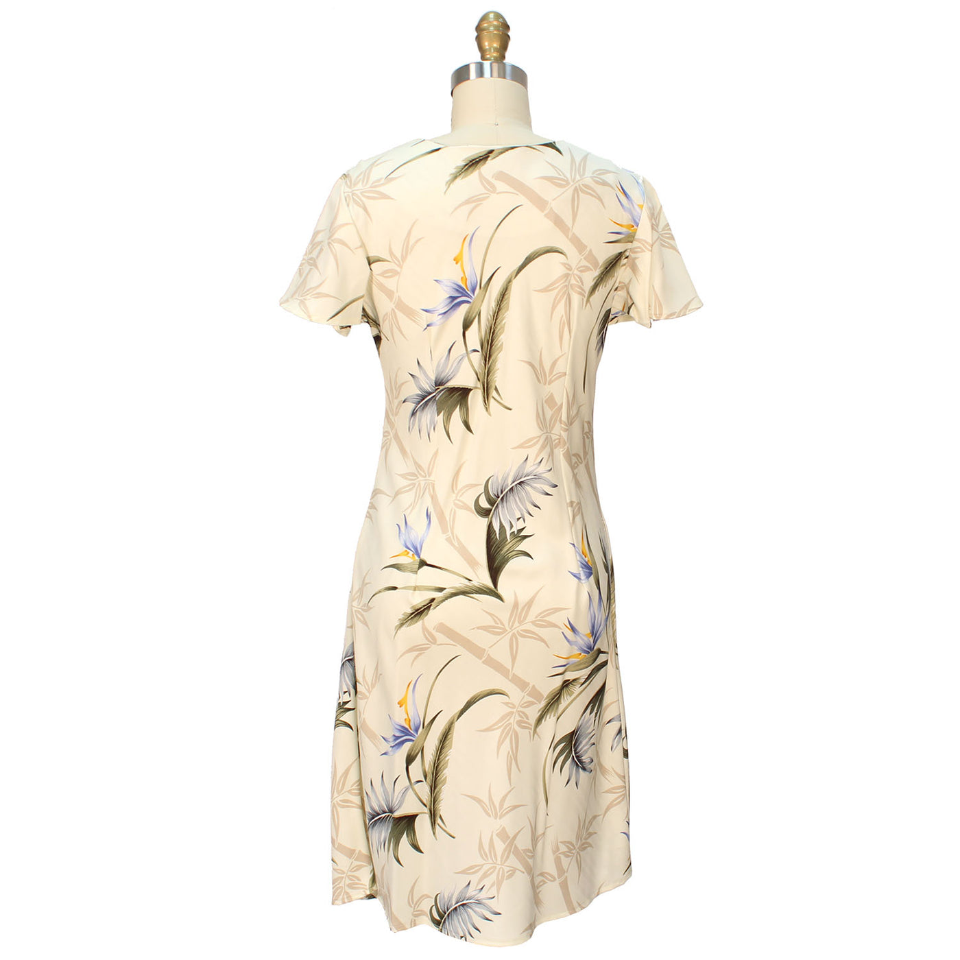 Bamboo Paradise Cream A-Line Dress with Cap Sleeves