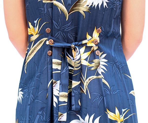 Bamboo Paradise Navy Button Front Tank Dress