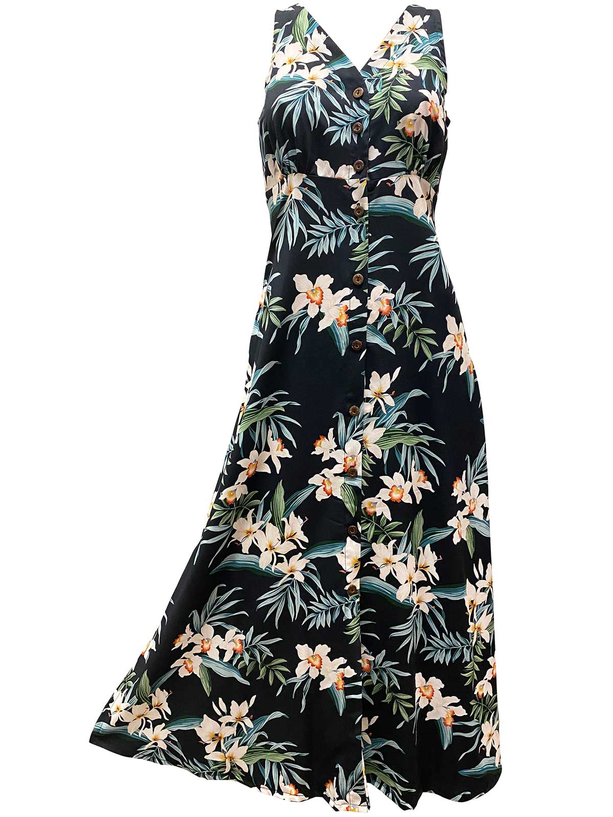 Ginger Orchid Black Button Front Tank Dress