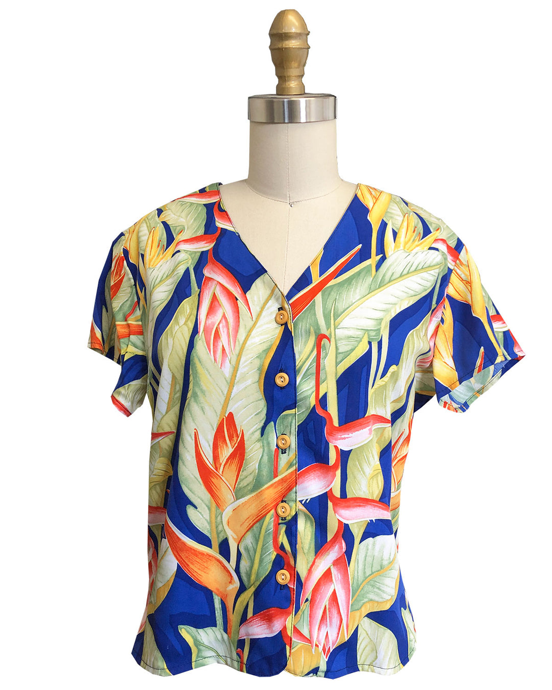 Ladies Heliconia Blue V-Neck Blouse