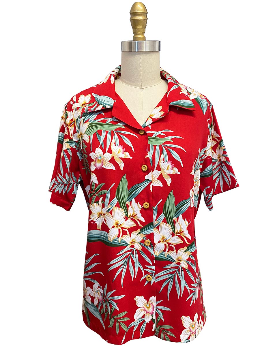 Women's Ginger Orchid Red Camp Shirt