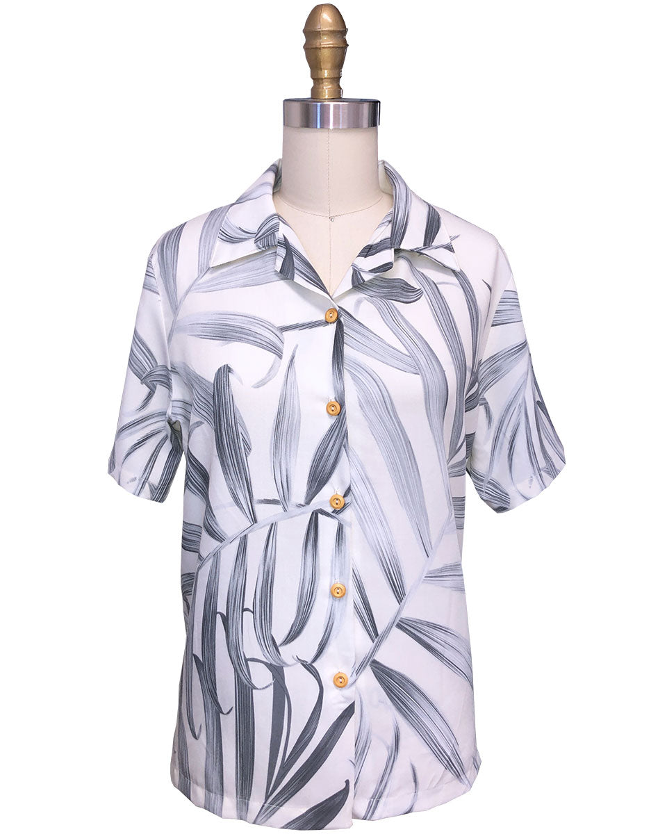 Women's Islander Fronds Cream Camp Shirt