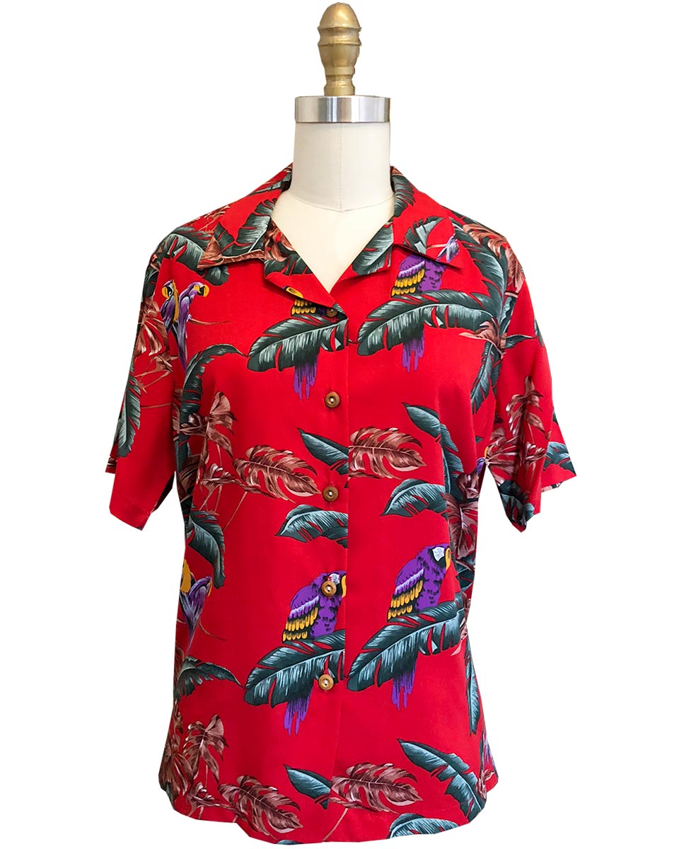 Women's Jungle Bird Red "Magnum PI" Camp Shirt