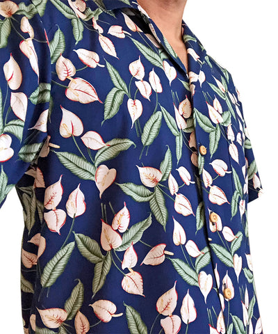 Mini Anthurium (Magnum PI) Blue Hawaiian Shirt