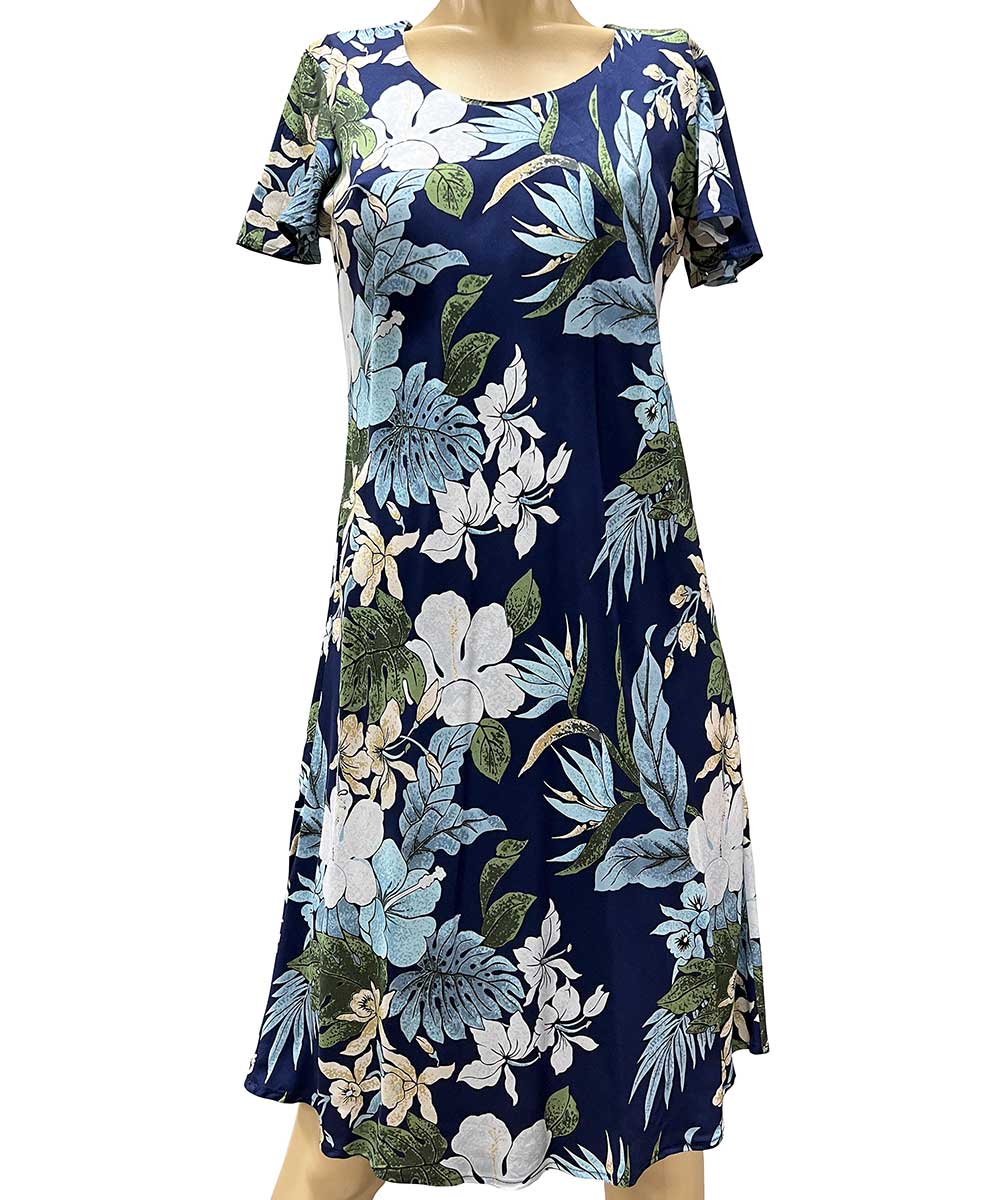 Hilo Navy A-Line Dress with Cap Sleeves