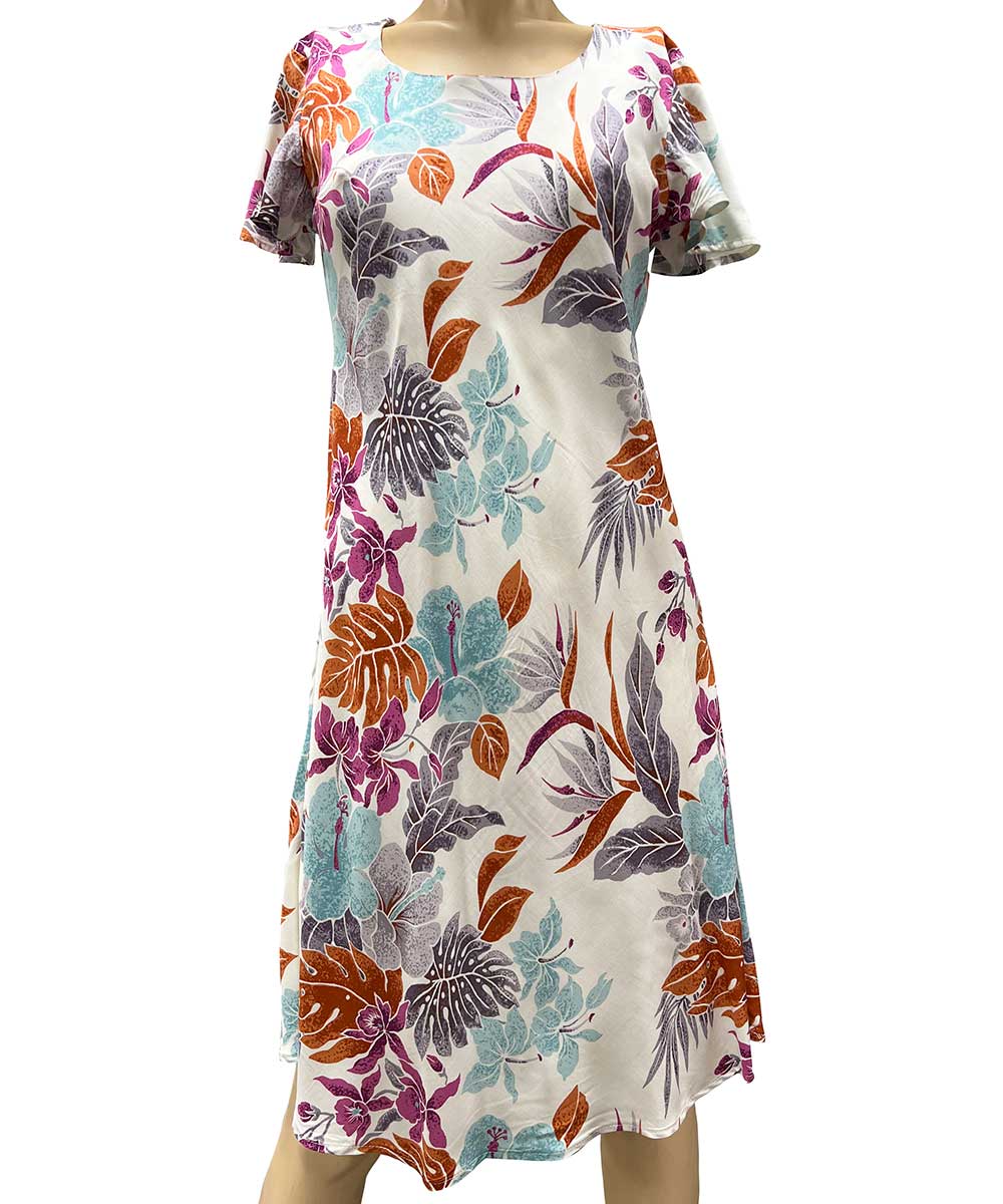 Hilo White A-Line Dress with Cap Sleeves – AlohaFunWear.com