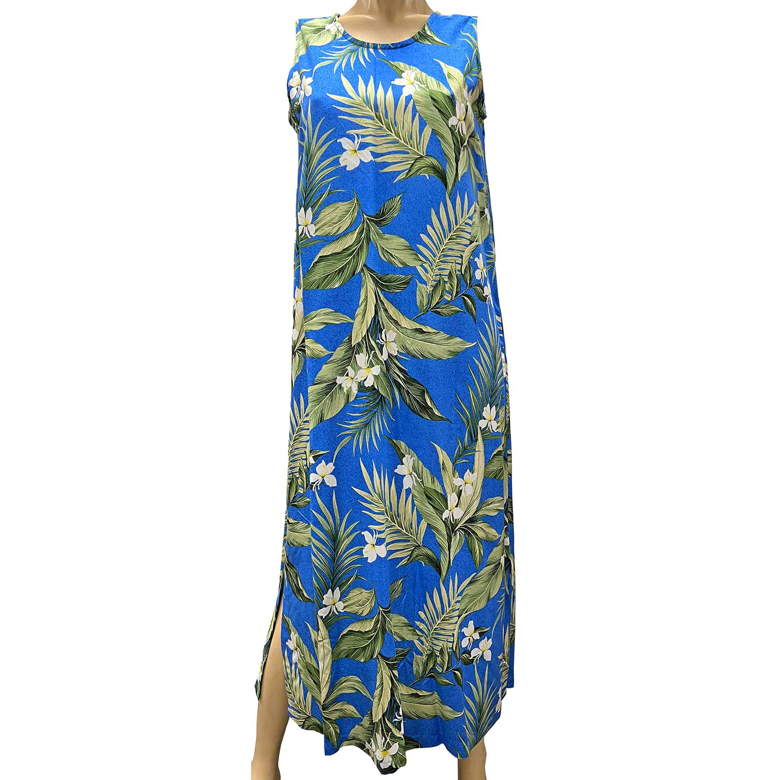 White Ginger Blue Long Tank Dress – AlohaFunWear.com