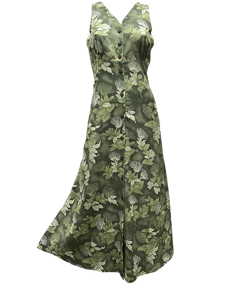 Ohia Sage Button Front Tank Dress