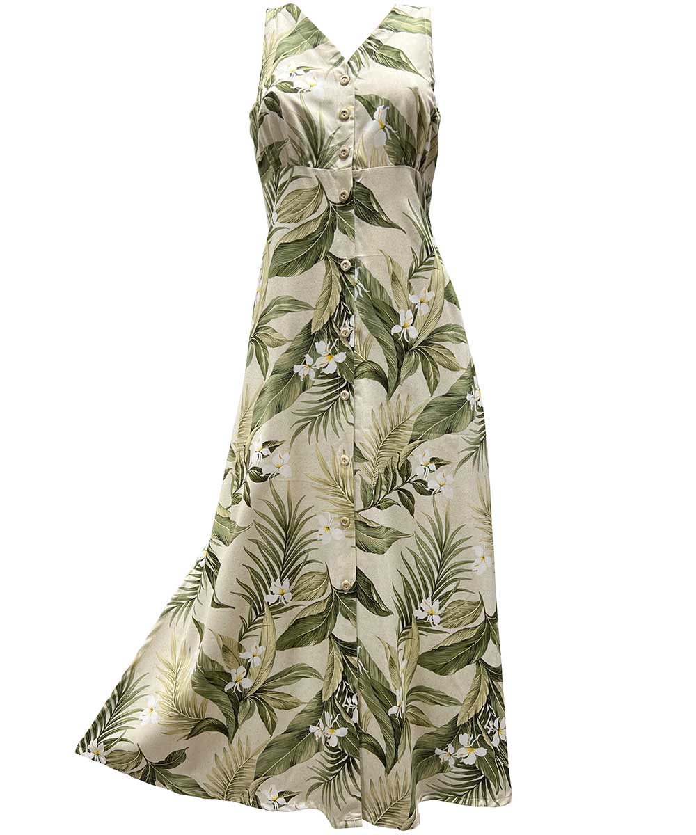 White Ginger Khaki Button Front Tank Dress AlohaFunWear.com White Ginger Khaki Button Front Tank Dress AlohaFunWear.com
