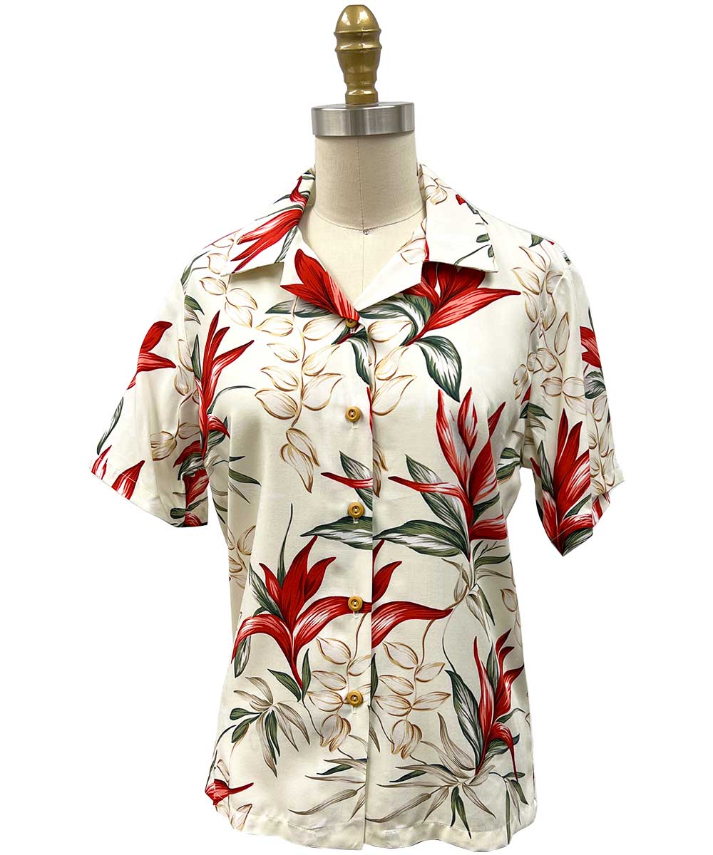 Paradise Found Women's Heliconia Paradise Cream Camp Shirt ...