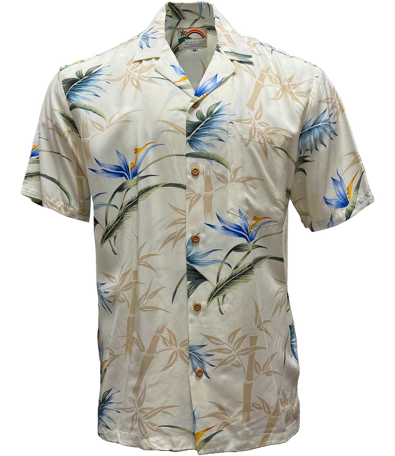 Paradise Found Bamboo Paradise Cream Hawaiian Shirt | AlohaFunWear.com
