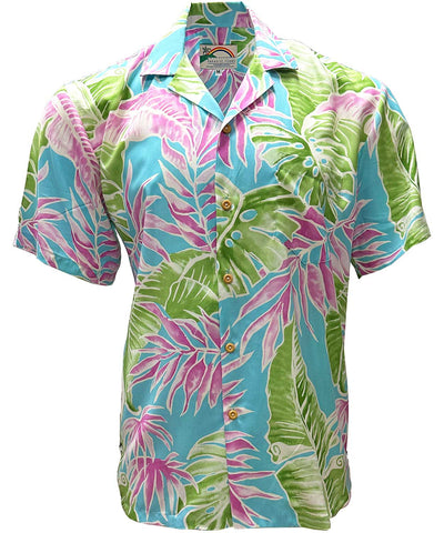 Cabana Palms Aqua Hawaiian Shirt