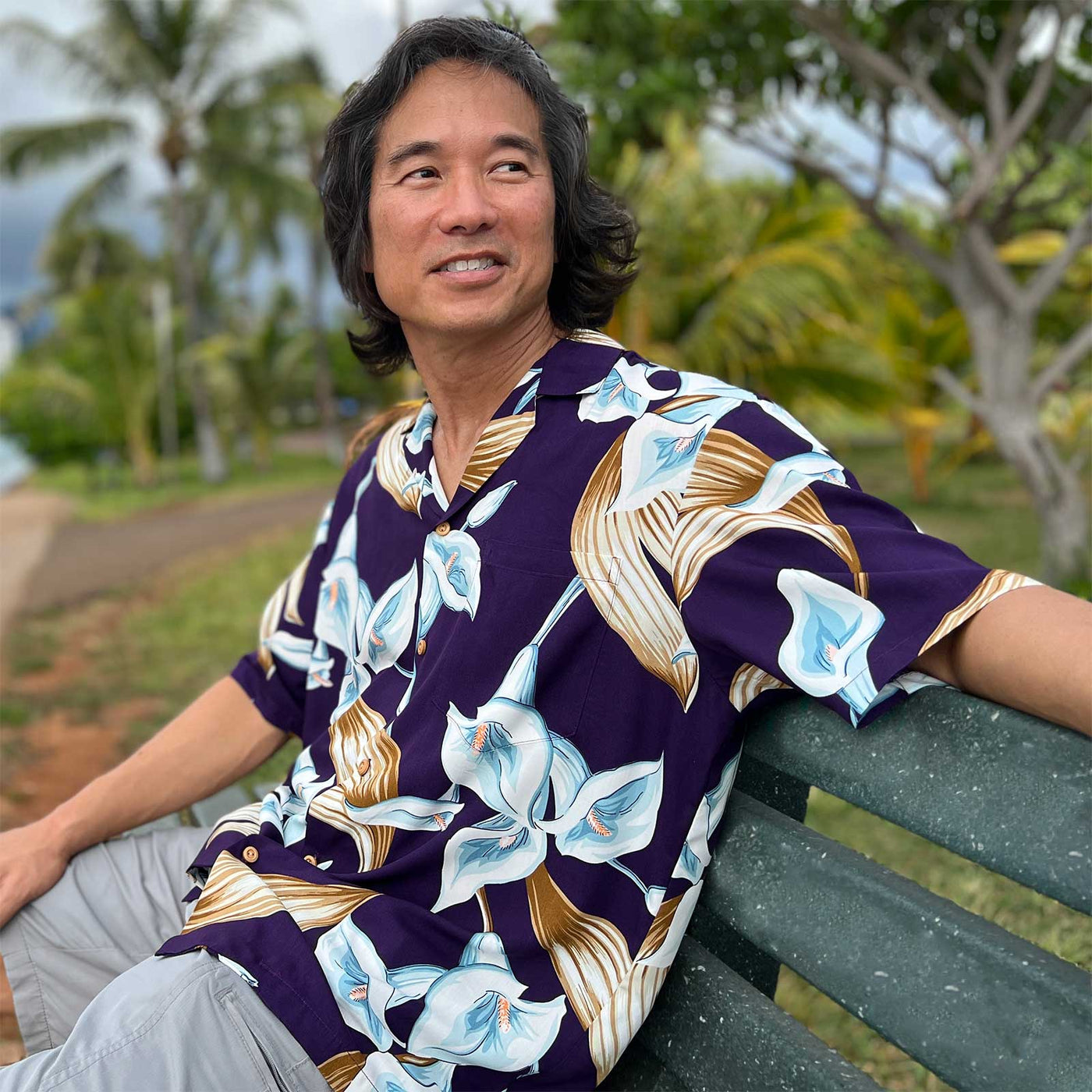 Calla Lily Purple Hawaiian Shirt (Magnum PI)