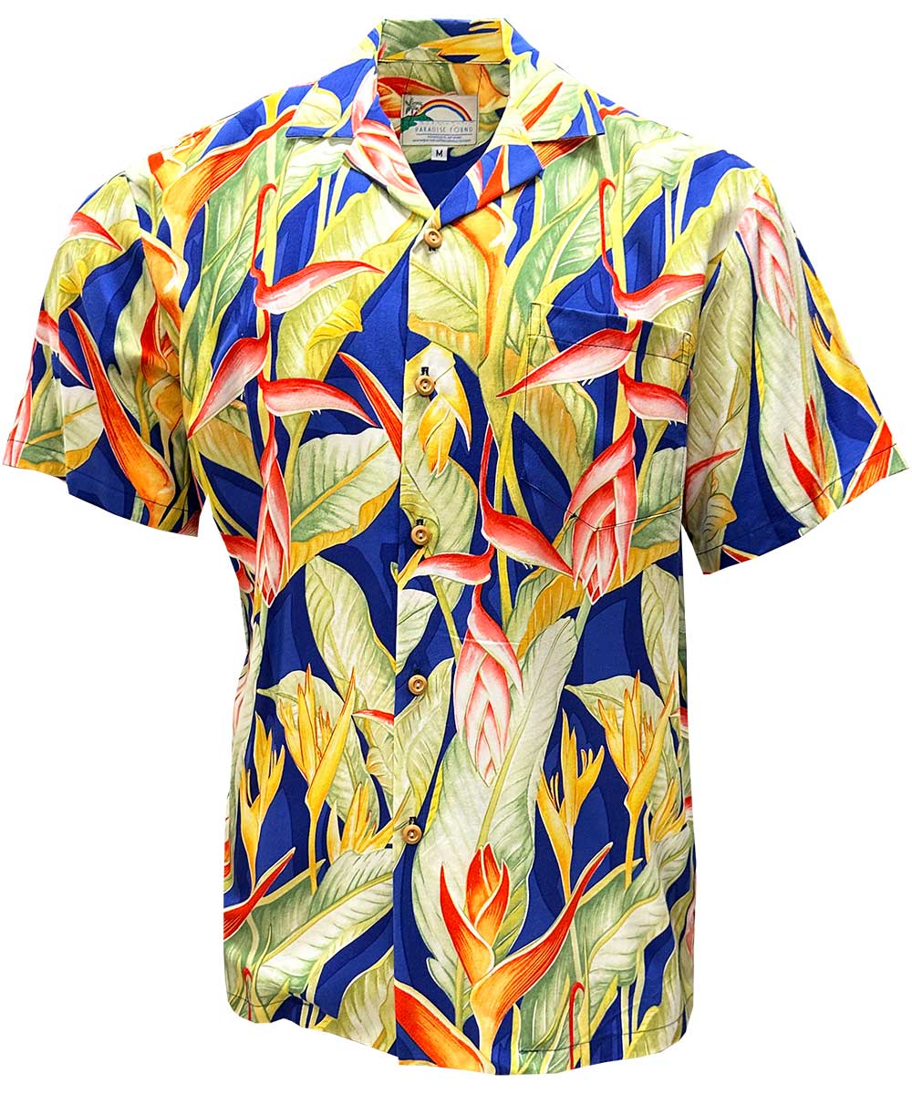Heliconia Heaven Blue Hawaiian Shirt