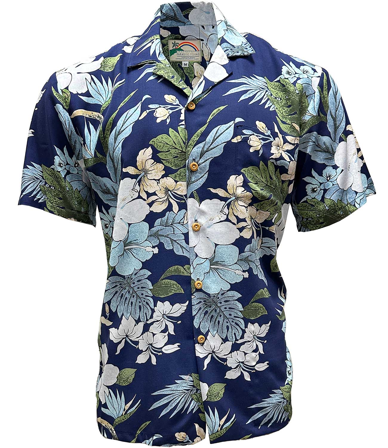 Paradise Found Hilo Navy Hawaiian Shirt | AlohaFunWear.com