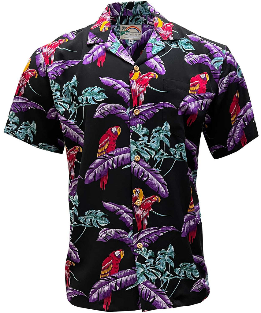 Paradise Found Star Orchid Black Rayon Women's Hawaiian Shirt