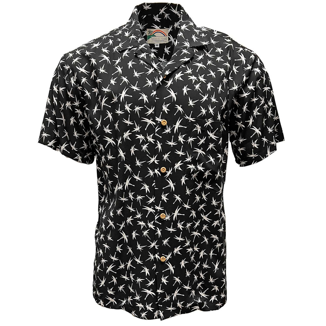 Paradise Found Midnight Bamboo (Magnum PI) Black Hawaiian Shirt | AlohaFunWear.com