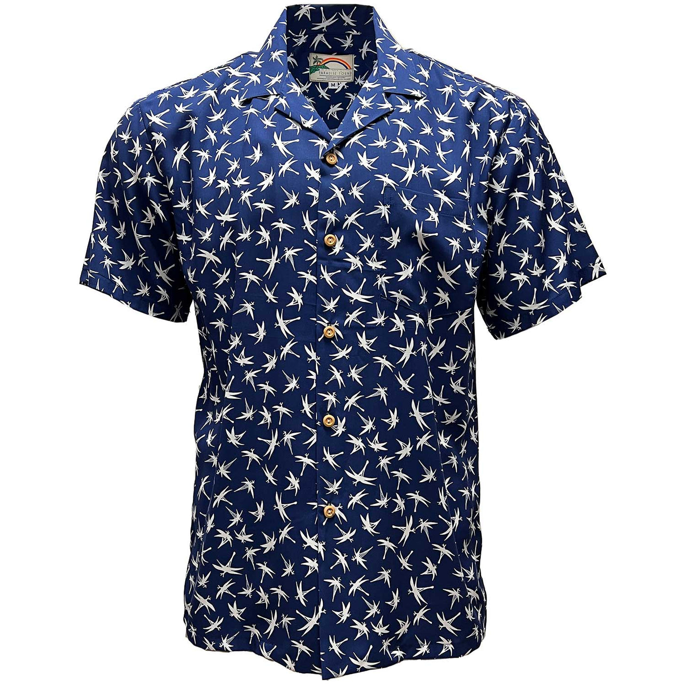 Paradise Found Midnight Bamboo (Magnum PI) Navy Hawaiian Shirt | AlohaFunWear.com