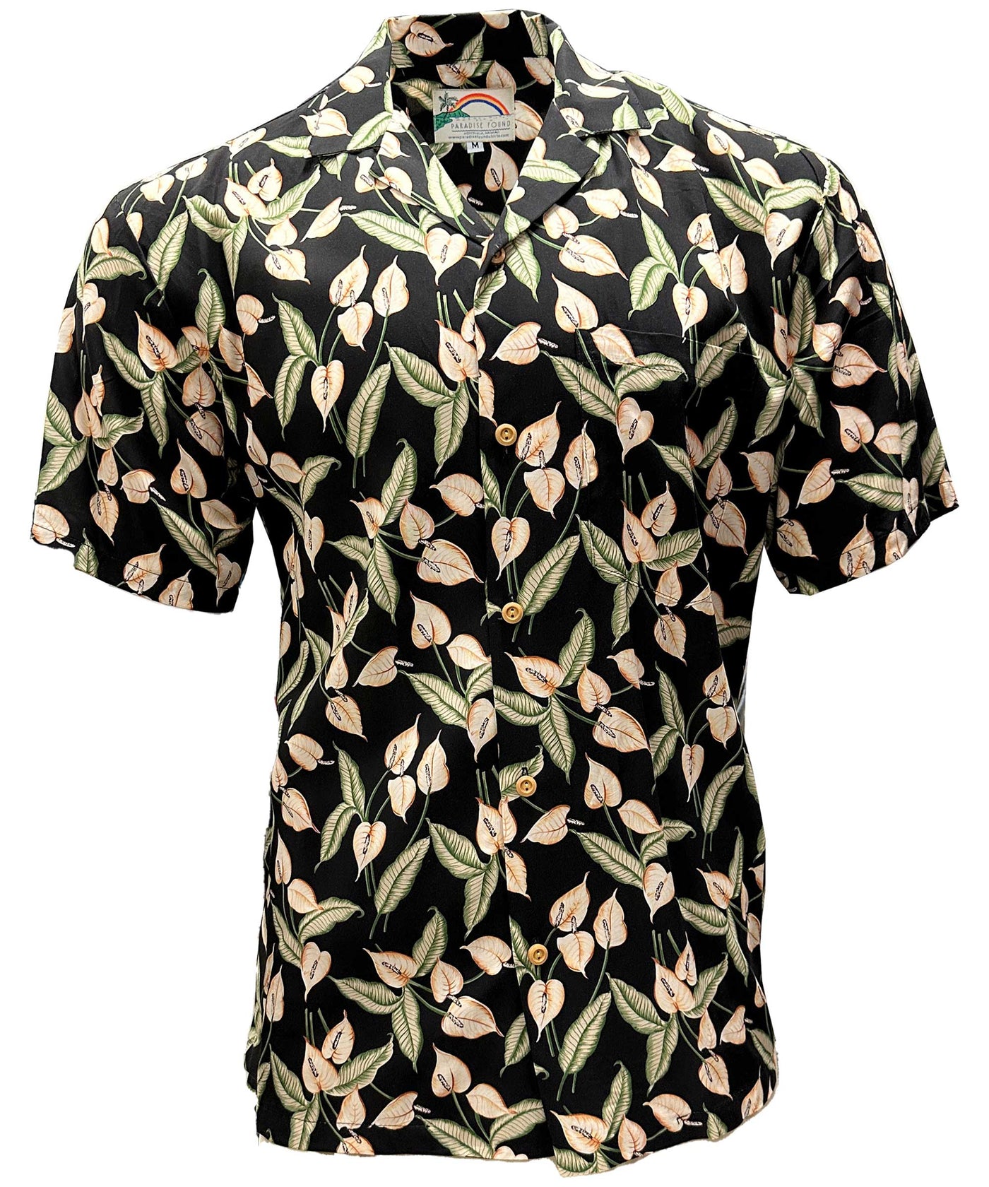 Mini Anthurium Black Hawaiian Shirt