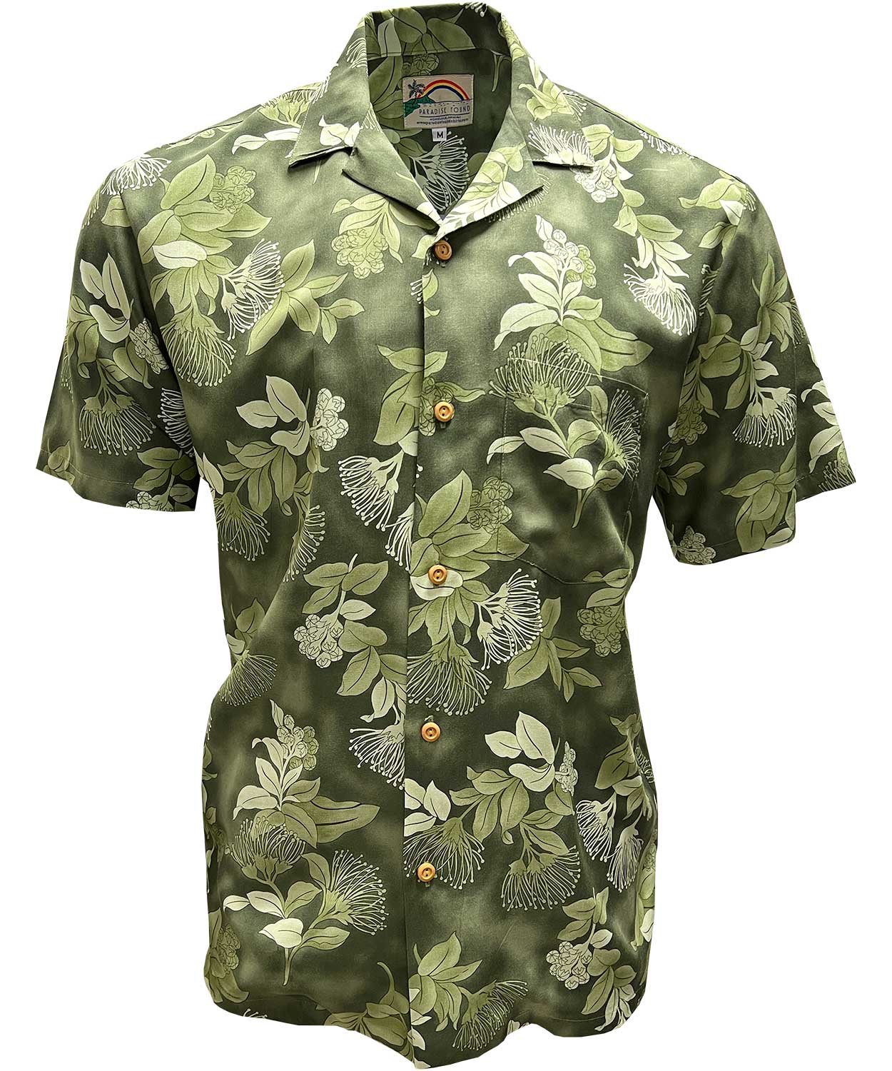 Paradise Found Ohia Sage Hawaiian Shirt | AlohaFunWear.com