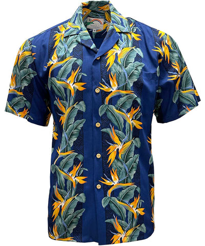 Paradise Found Paradise Panel Navy Hawaiian Shirt | AlohaFunWear.com