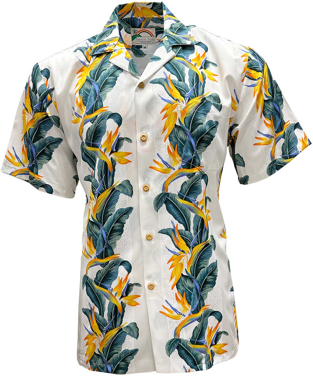 Paradise Found Paradise Panel White Hawaiian Shirt | AlohaFunWear.com