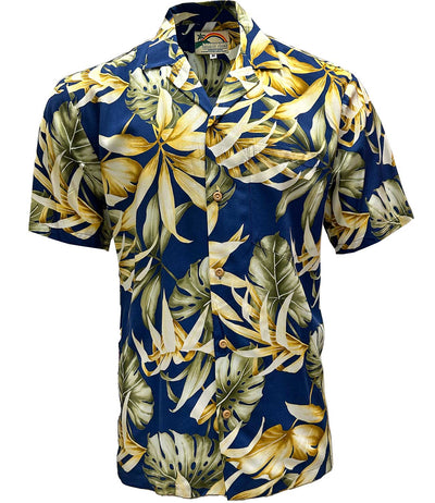 Paradise Found Island Rainforest Navy Hawaiian Shirt | AlohaFunWear.com