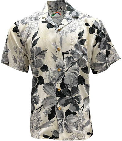 Watercolor Hibiscus Gray Hawaiian Shirt
