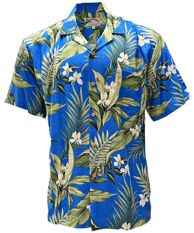 Paradise Found White Ginger Blue Hawaiian Shirt | AlohaFunWear.com