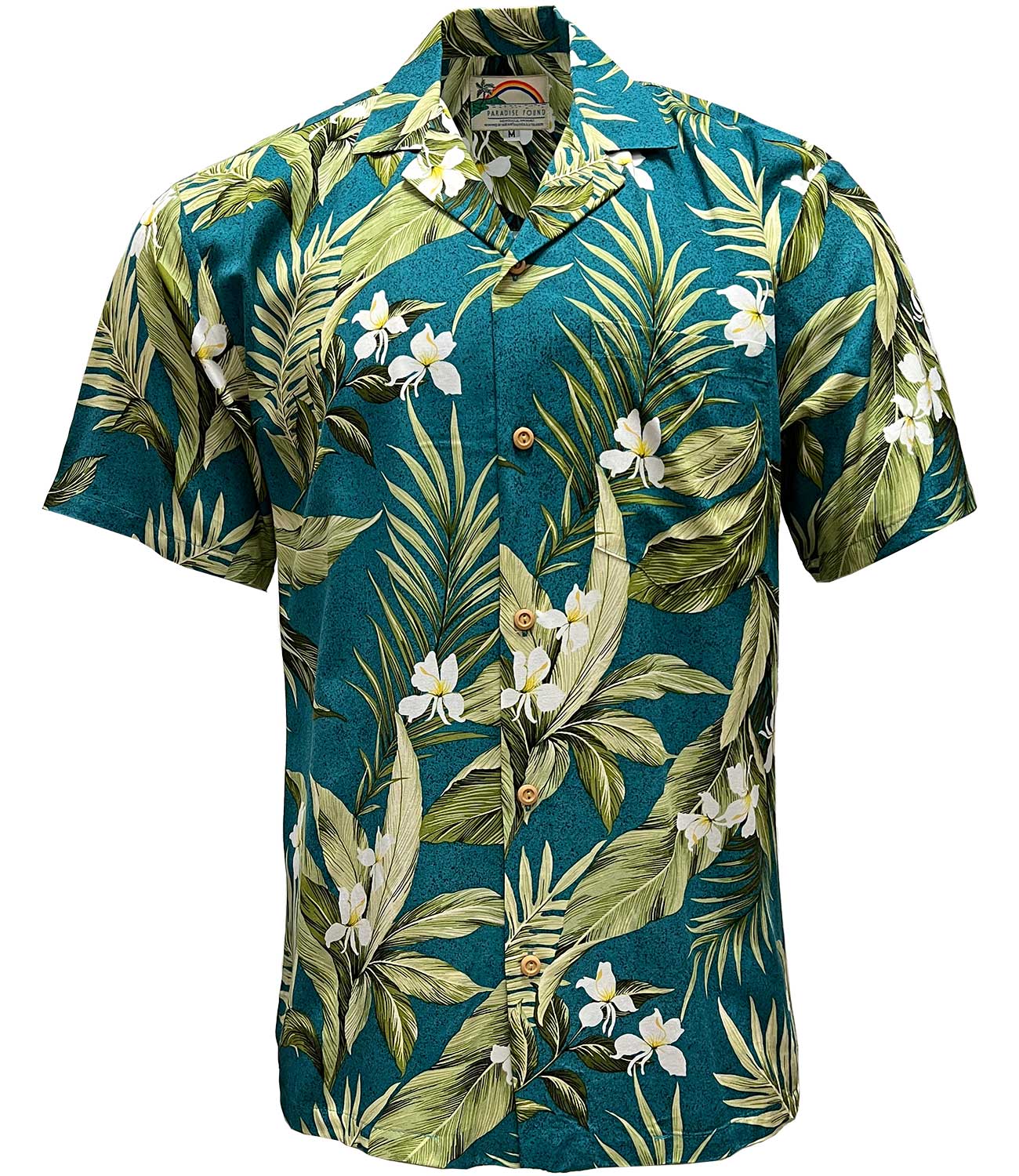Paradise Found White Ginger Jade Hawaiian Shirt | AlohaFunWear.com
