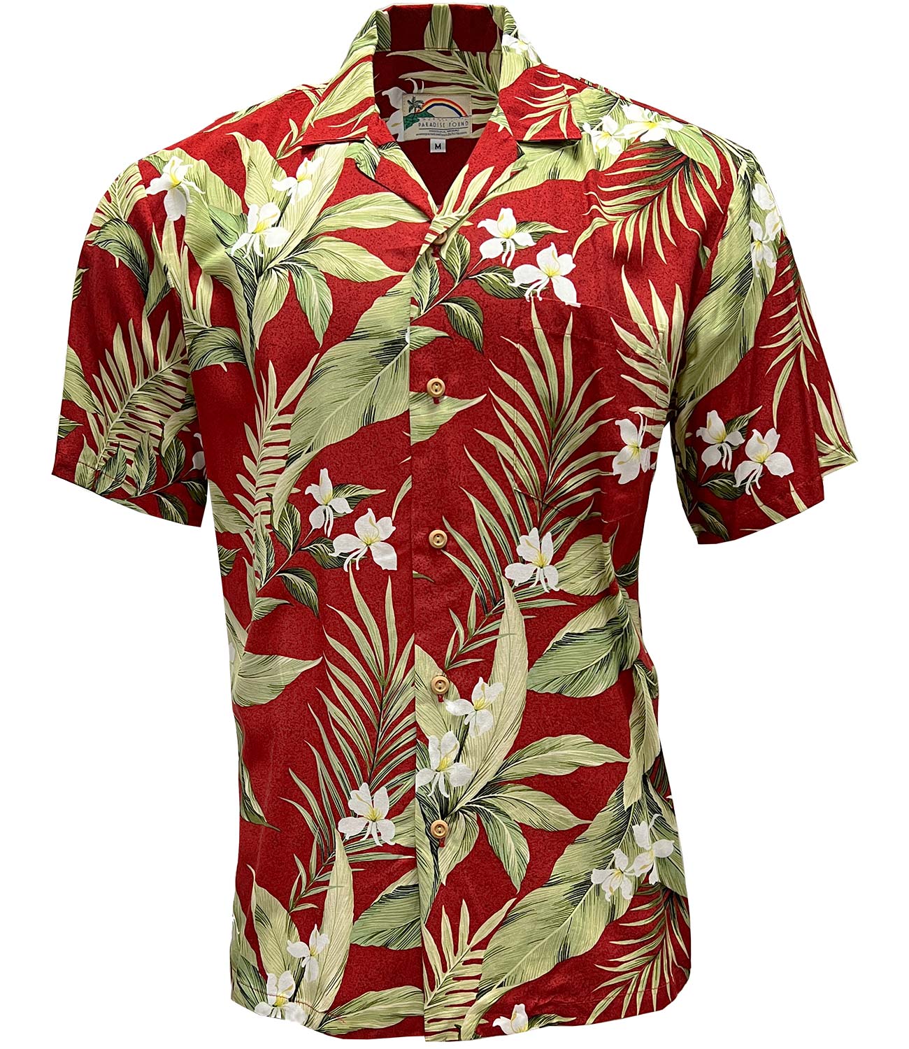 Paradise Found White Ginger Red Hawaiian Shirt | AlohaFunWear.com