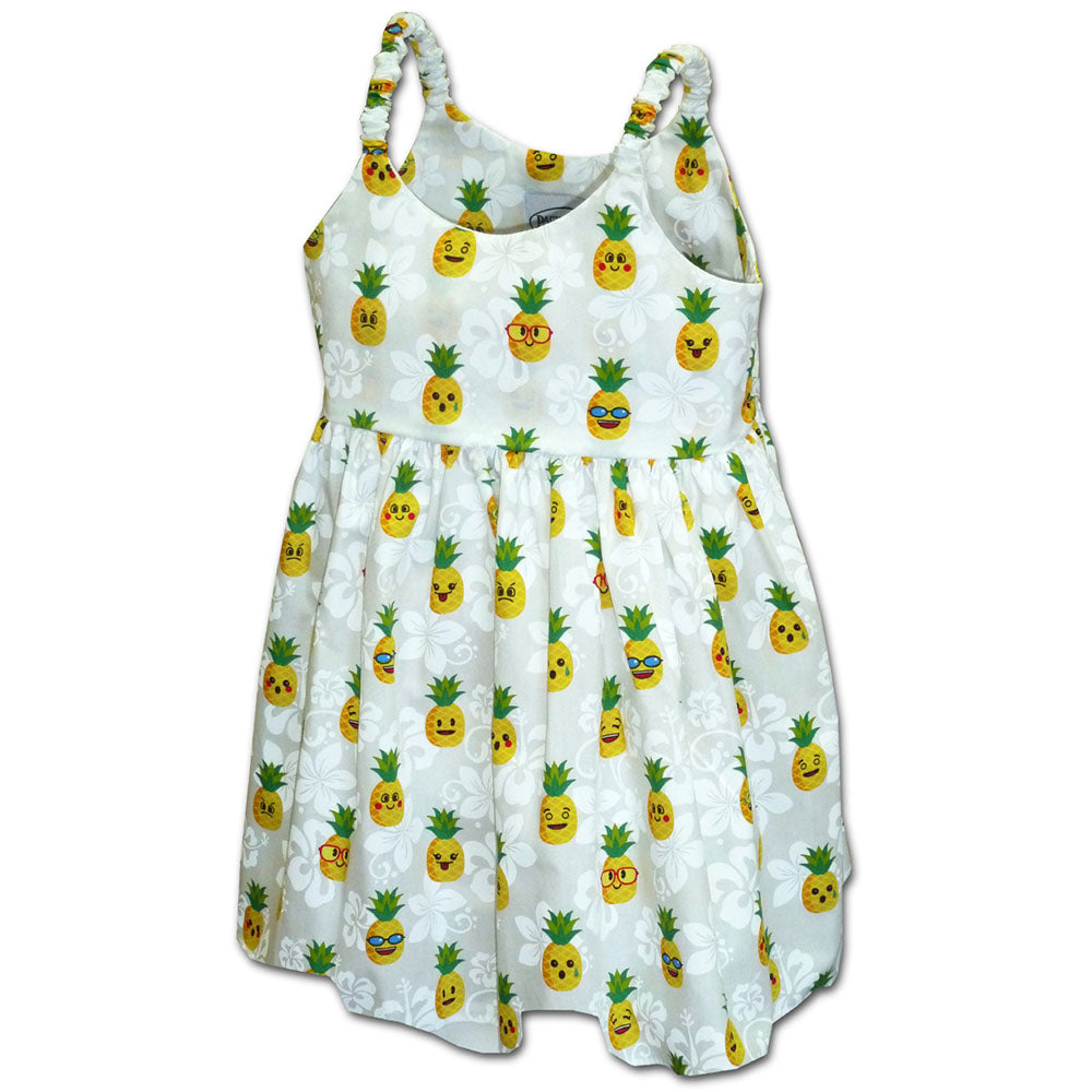 Happy Pineapples White Girl's Bungee Dress