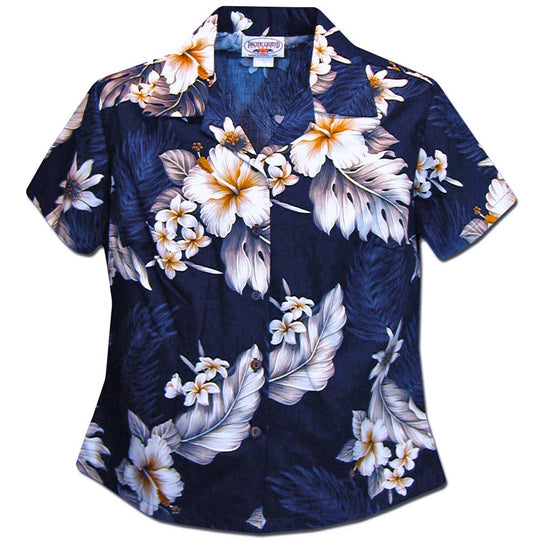 Floral Garden Sky Fitted Women's Hawaiian Shirt