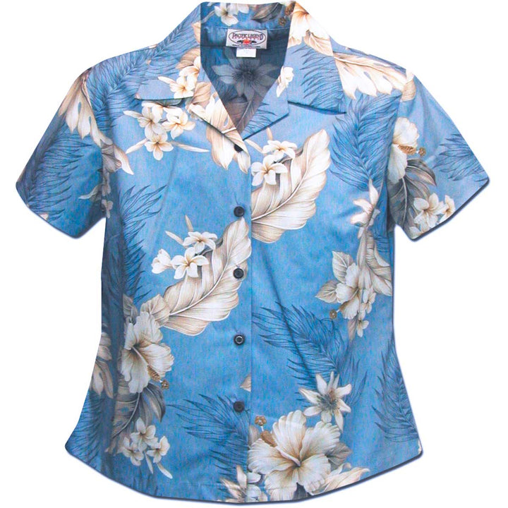 White Flower Red Fitted Women's Hawaiian Shirt main image 0