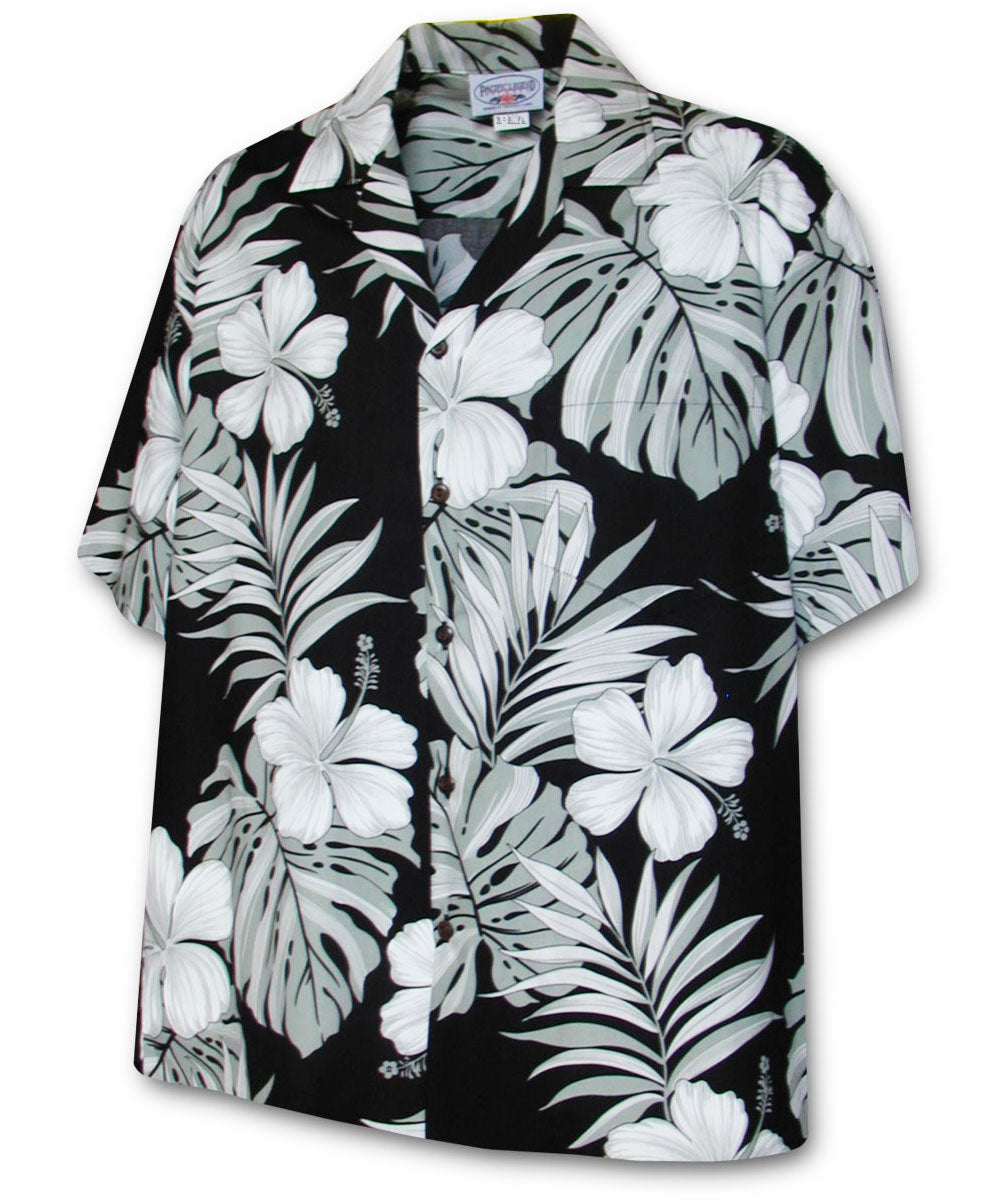 Big Hibiscus Black Hawaiian Shirt