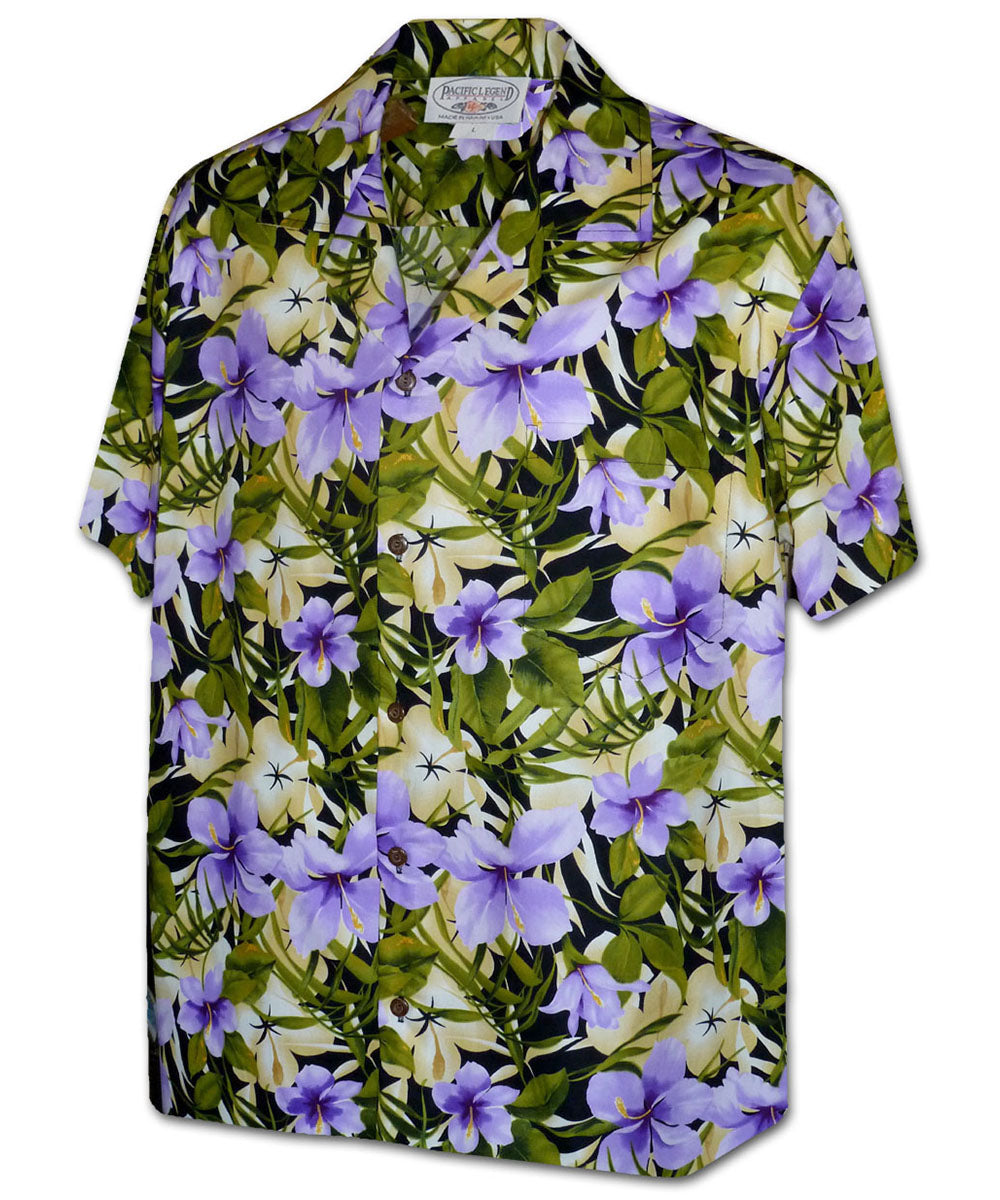 Hibiscus Rainforest Purple Hawaiian Shirt