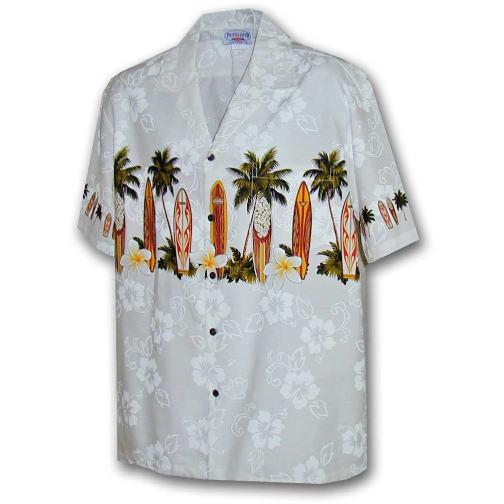 Surfs Up White Hawaiian Shirt