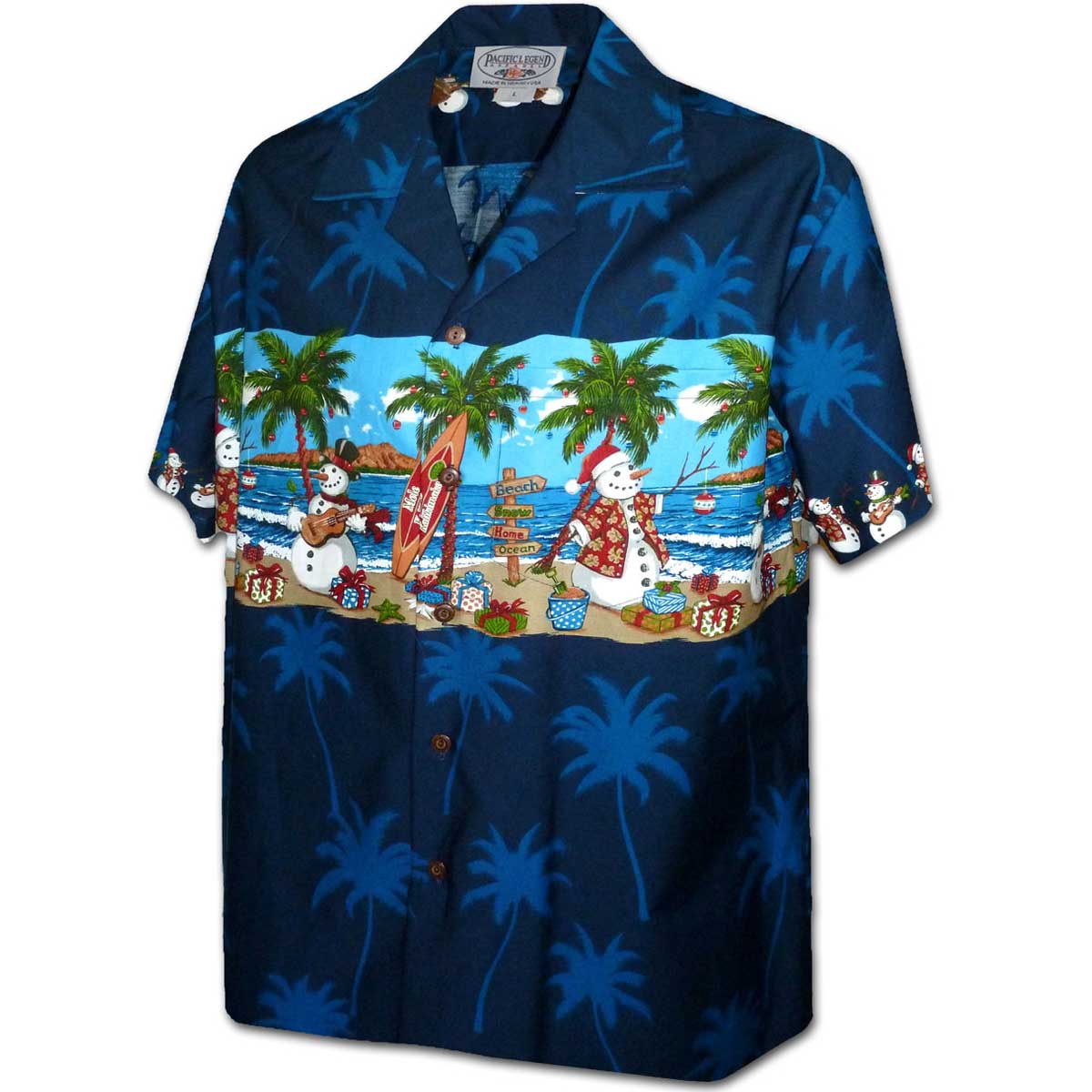 Snowman Beach Navy Hawaiian Shirt